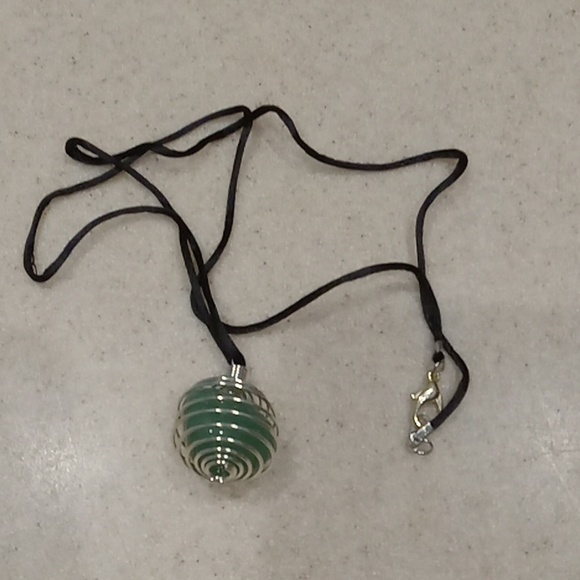 Green Aventurine Stone Pendant on Black Cord Necklace - Picture 4 of 4